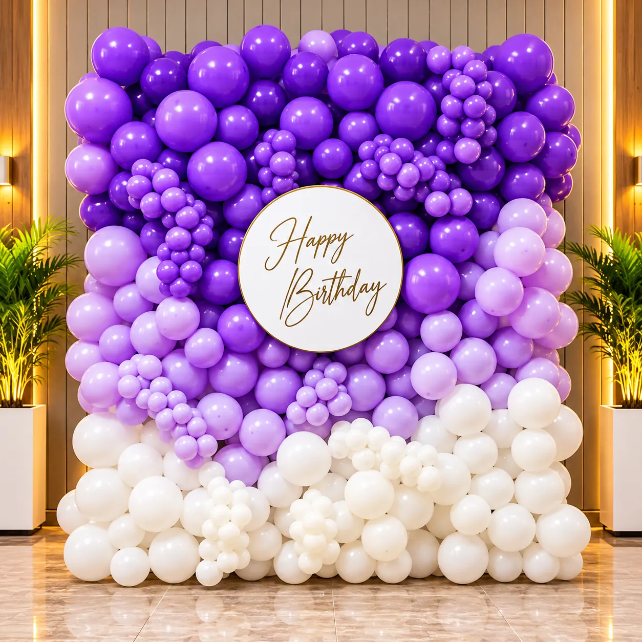 Purple White Balloon Wall Decoration