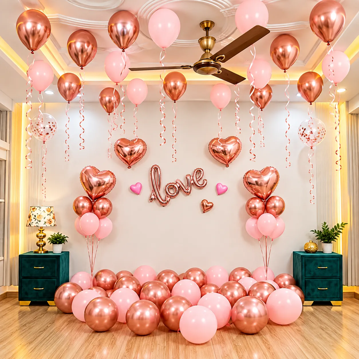 Pink Rosegold Heart Love Decoration