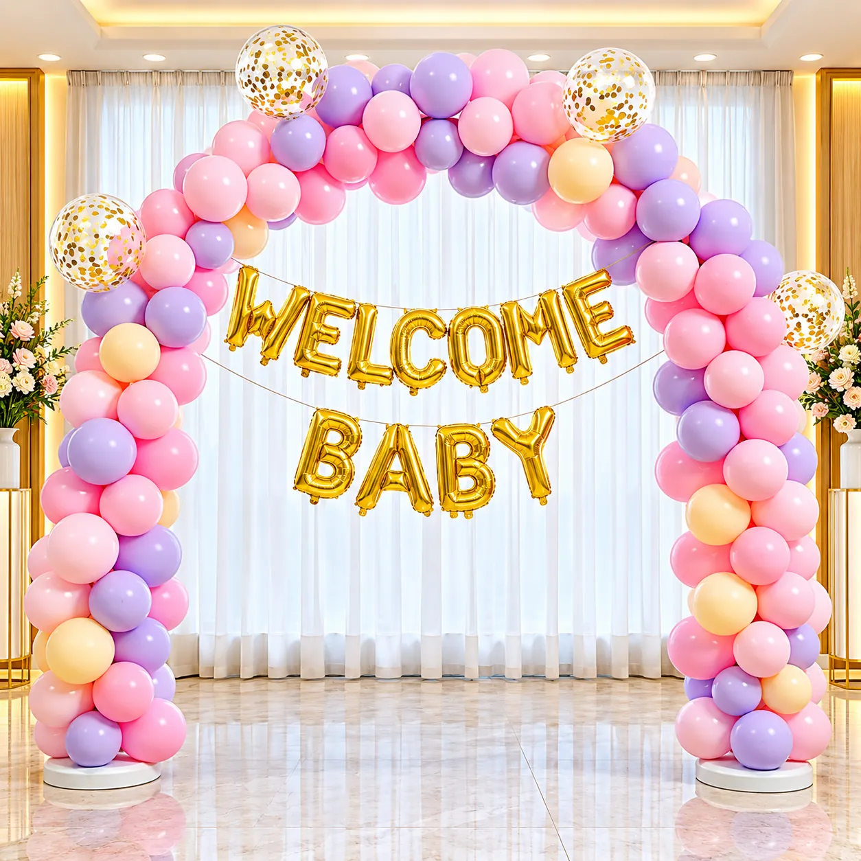 Golden Welcome Baby Balloon Decoration