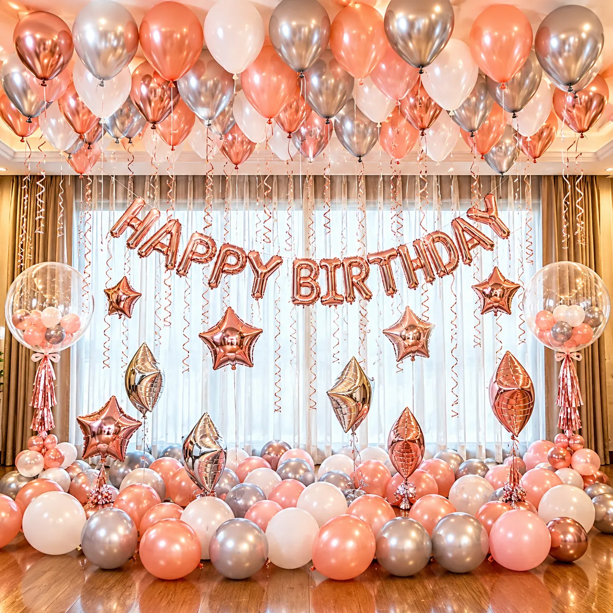 Rosegold Silver Star Birthday Decoration