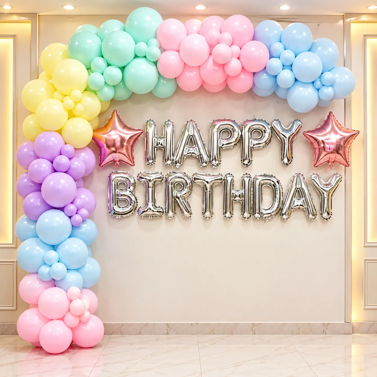Pastel Multicolor Star Birthday Decoration