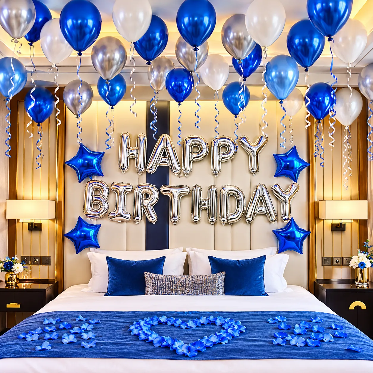 Blue Silver Star Birthday Decoration