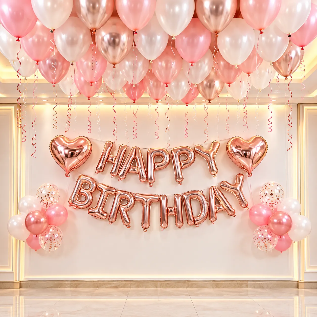 Rosegold White Heart Birthday Decoration