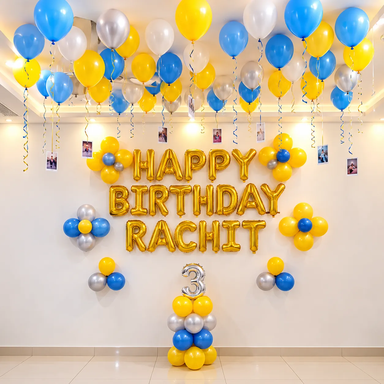 Blue Gold Silver Personalized Birthday Decoration