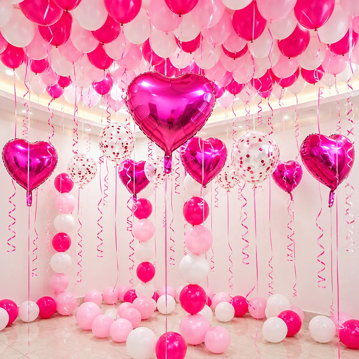 Pink White Heart Balloon Decoration