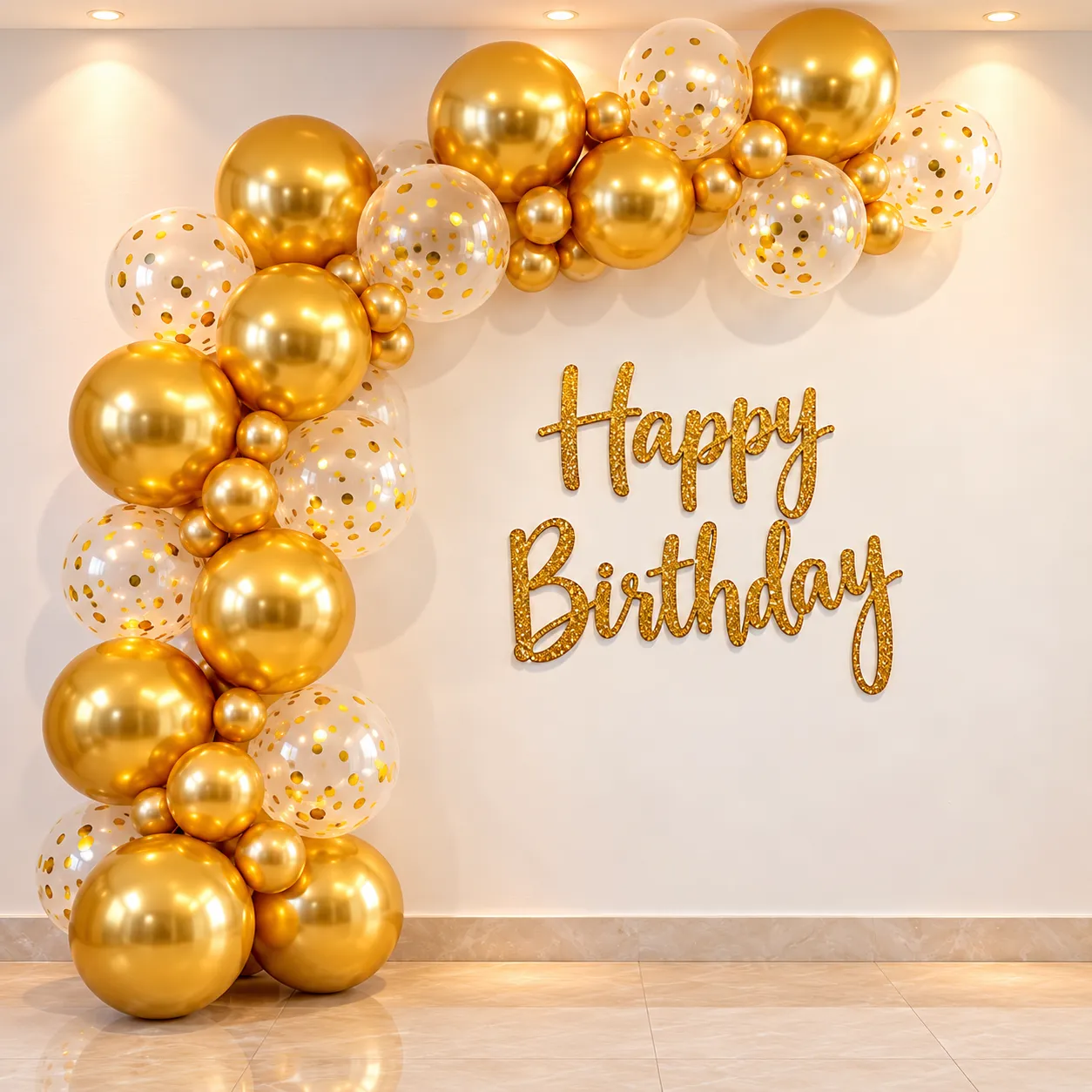 Gold Chrome Confetti Birthday Decoration