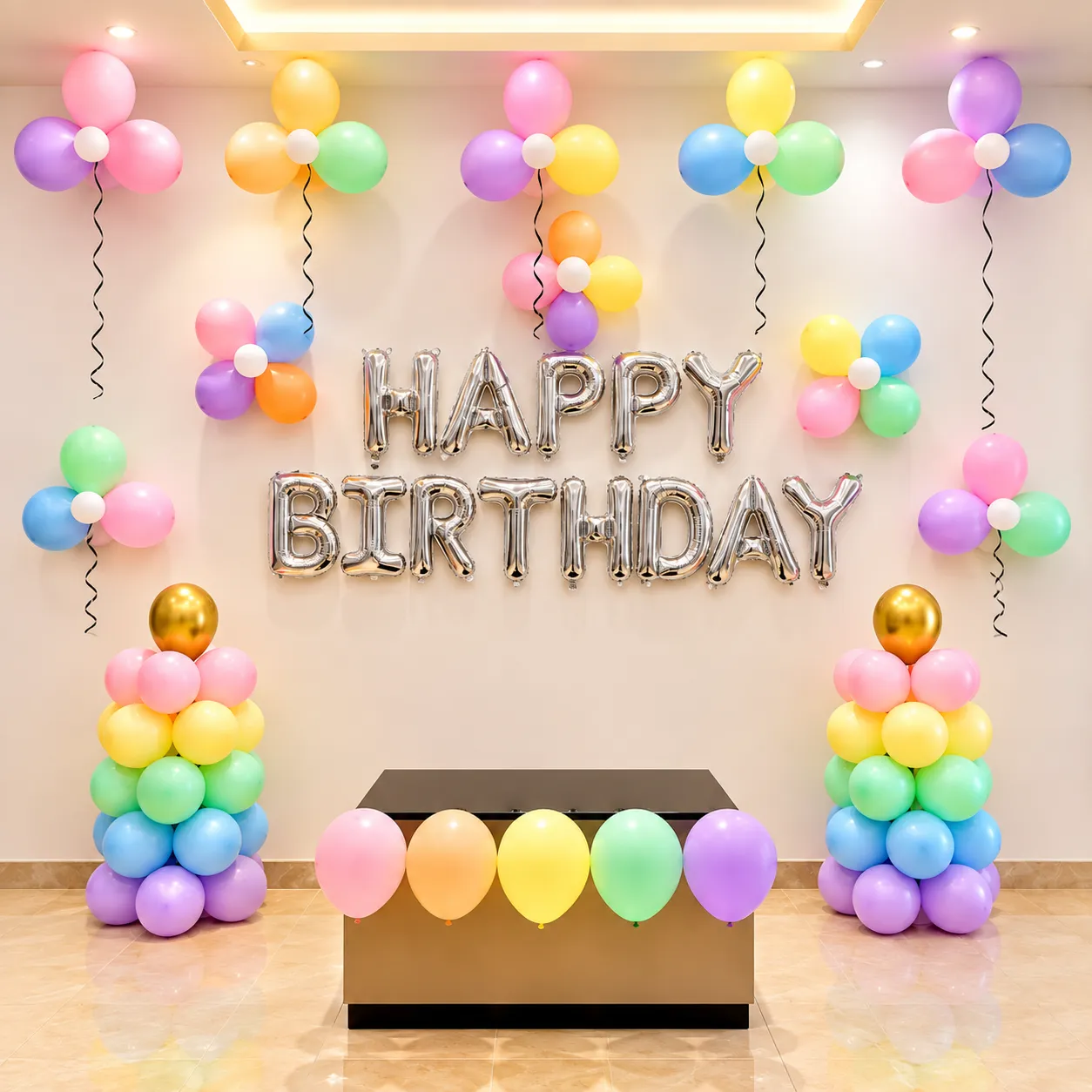 Pastel Multicolor Birthday Balloon Decoration