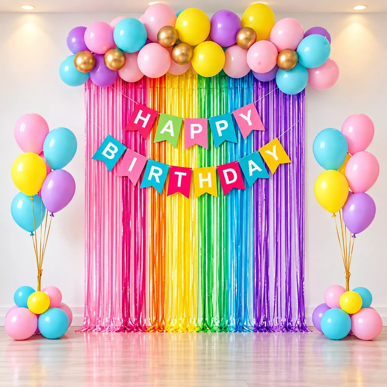 Pastel Multicolor Balloon Arch Decoration