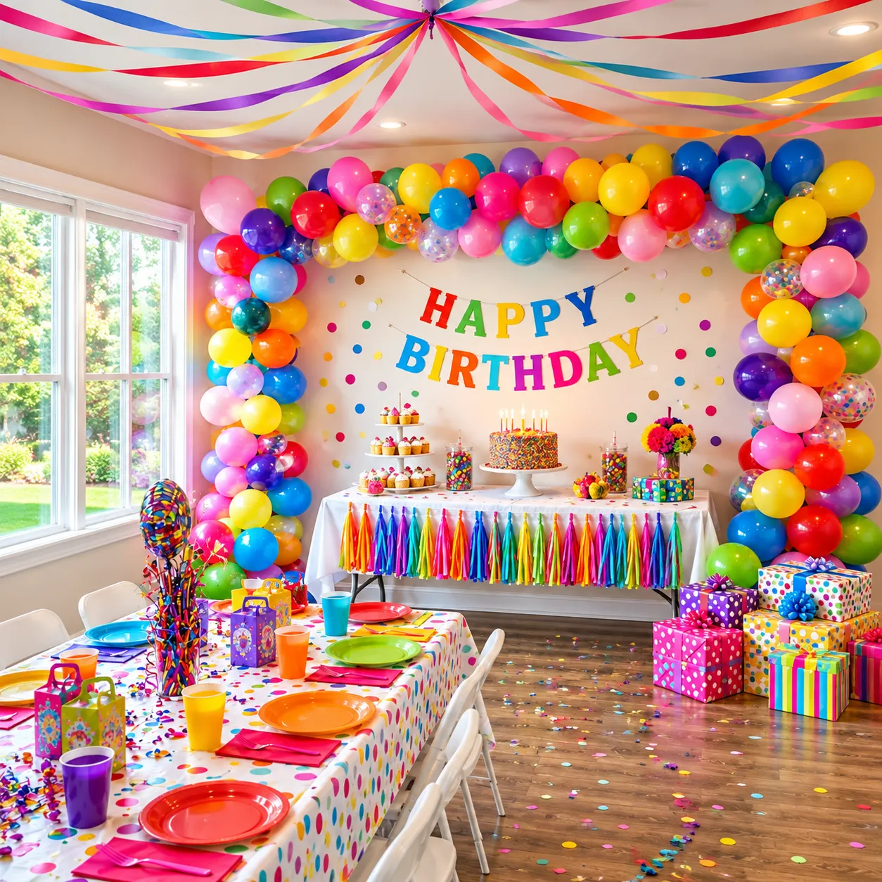 Colorful Balloon Arch Birthday Decoration