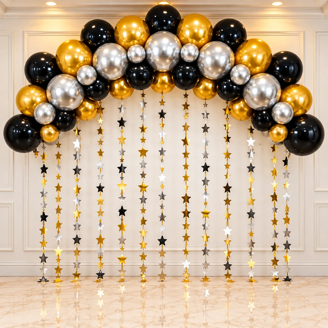 Black Gold Silver Birthday Decoration