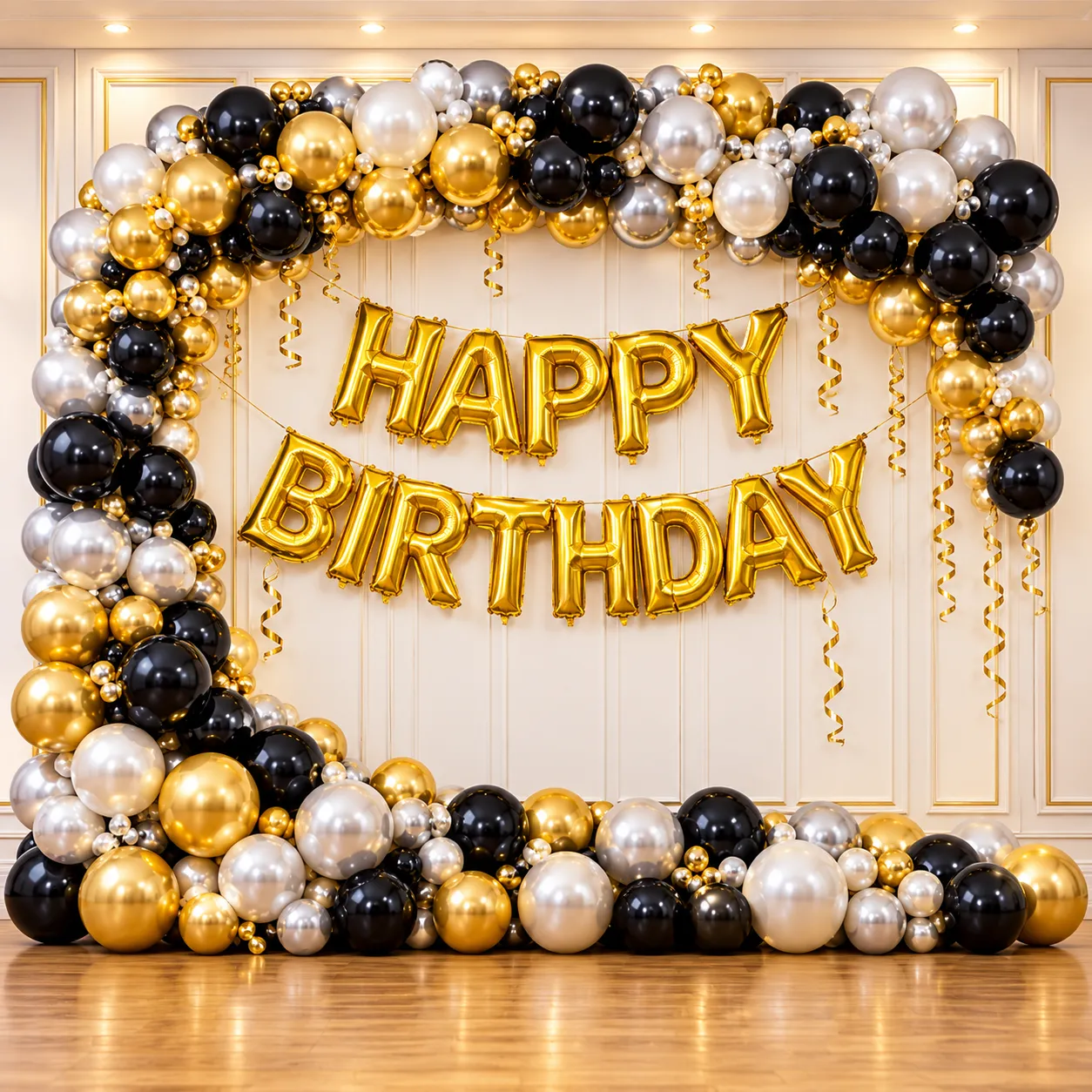 Chrome Gold Birthday Balloon Decoration