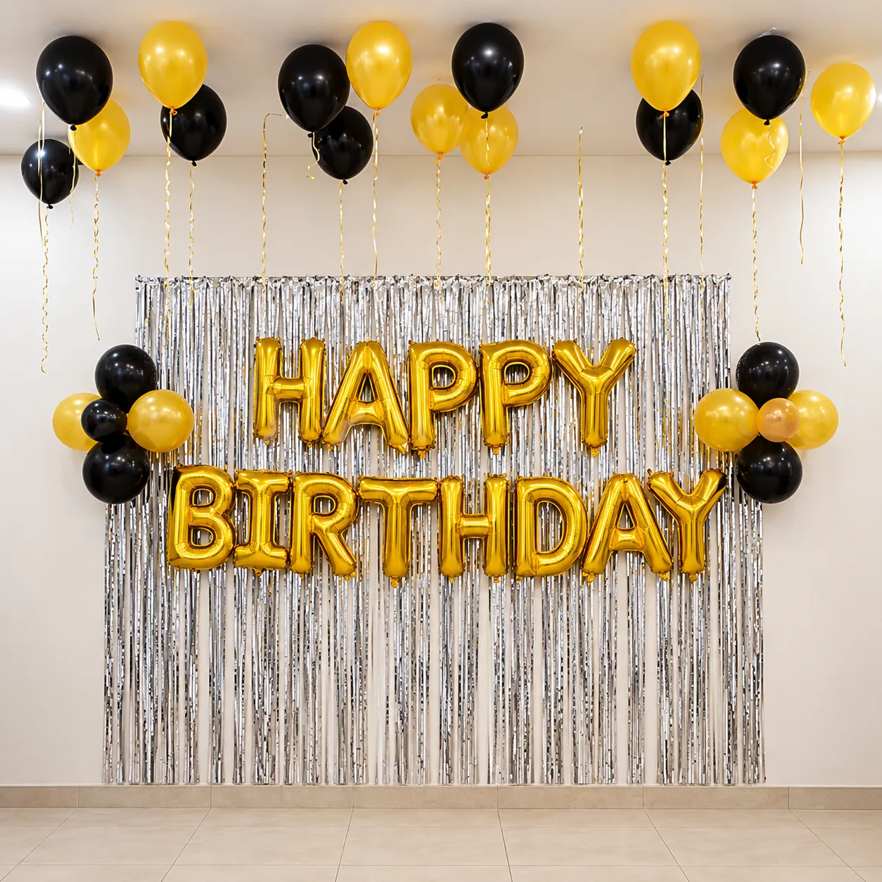 Golden Silver Birthday Balloon Decoration