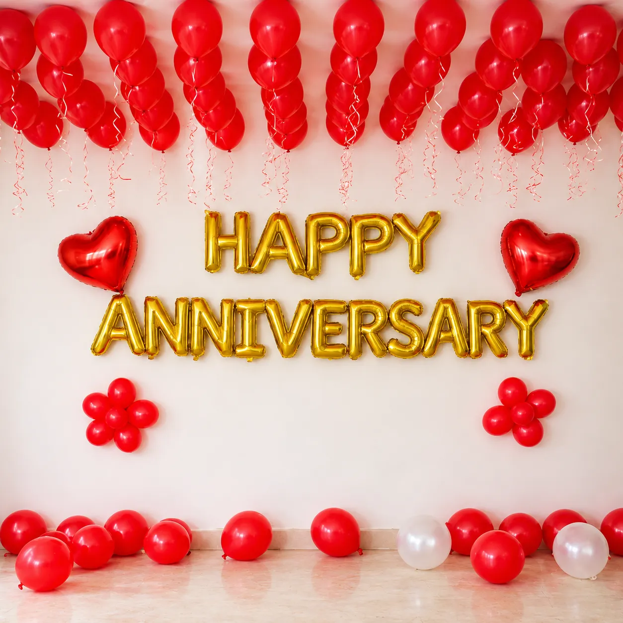 Red Romance Anniversary Balloon Decoration