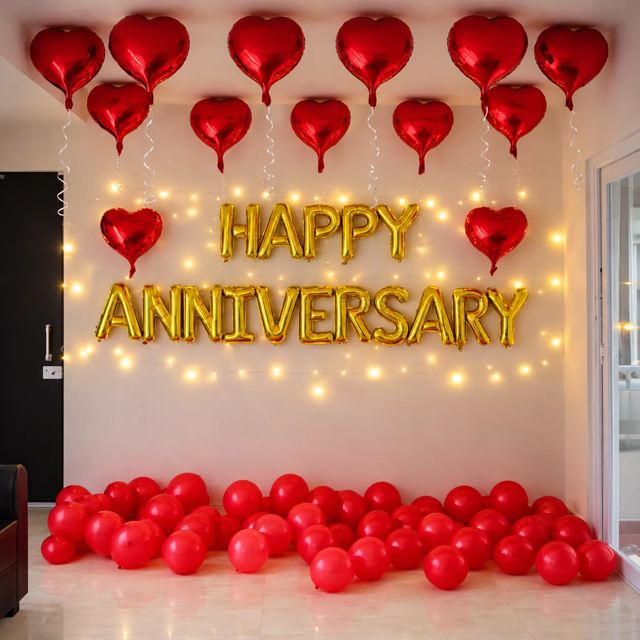 Golden Hearts Ceiling Romance Anniversary Decoration