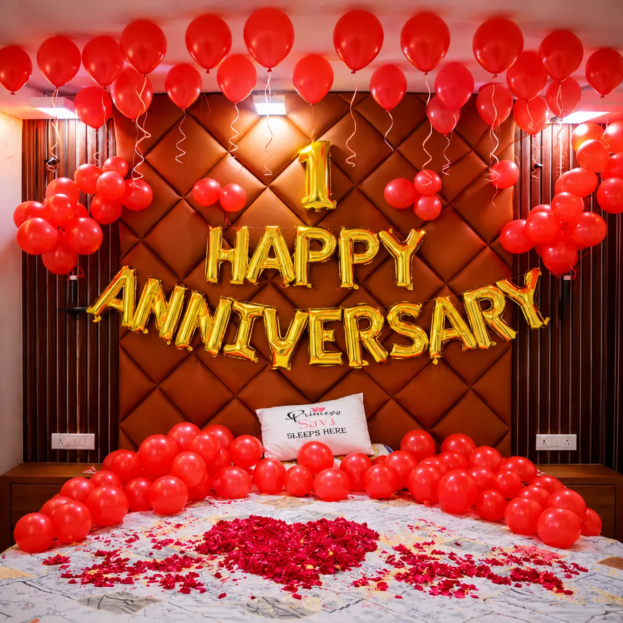 Scarlet Petals 1st Anniversary Balloon Decoration