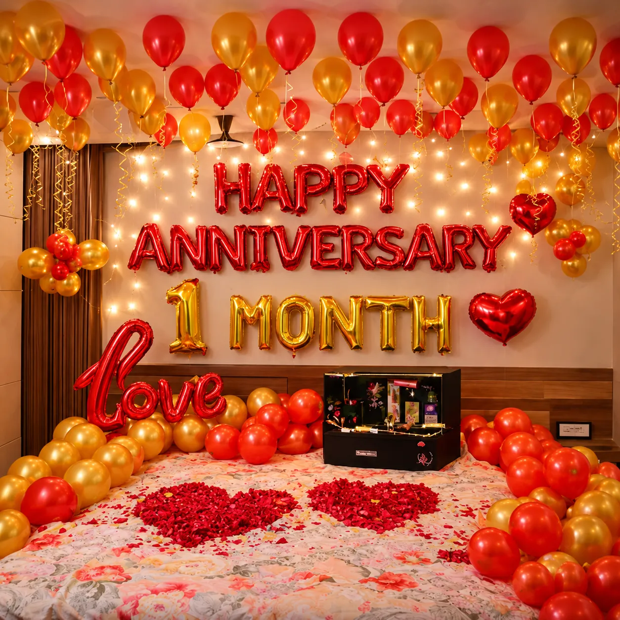 Grand Red Love 1st Anniversary Balloon Decoration