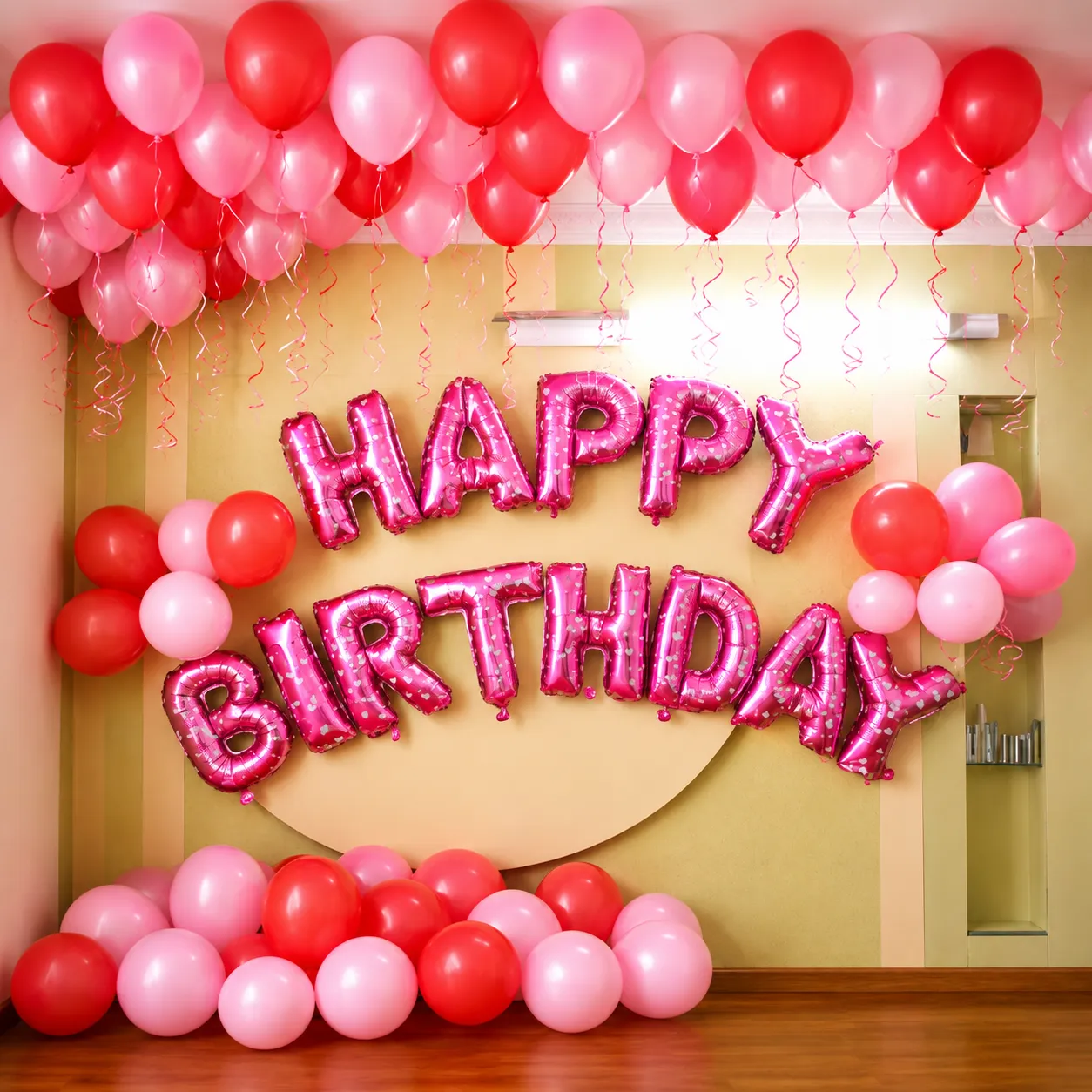 Pink Polka Happy Birthday Decoration