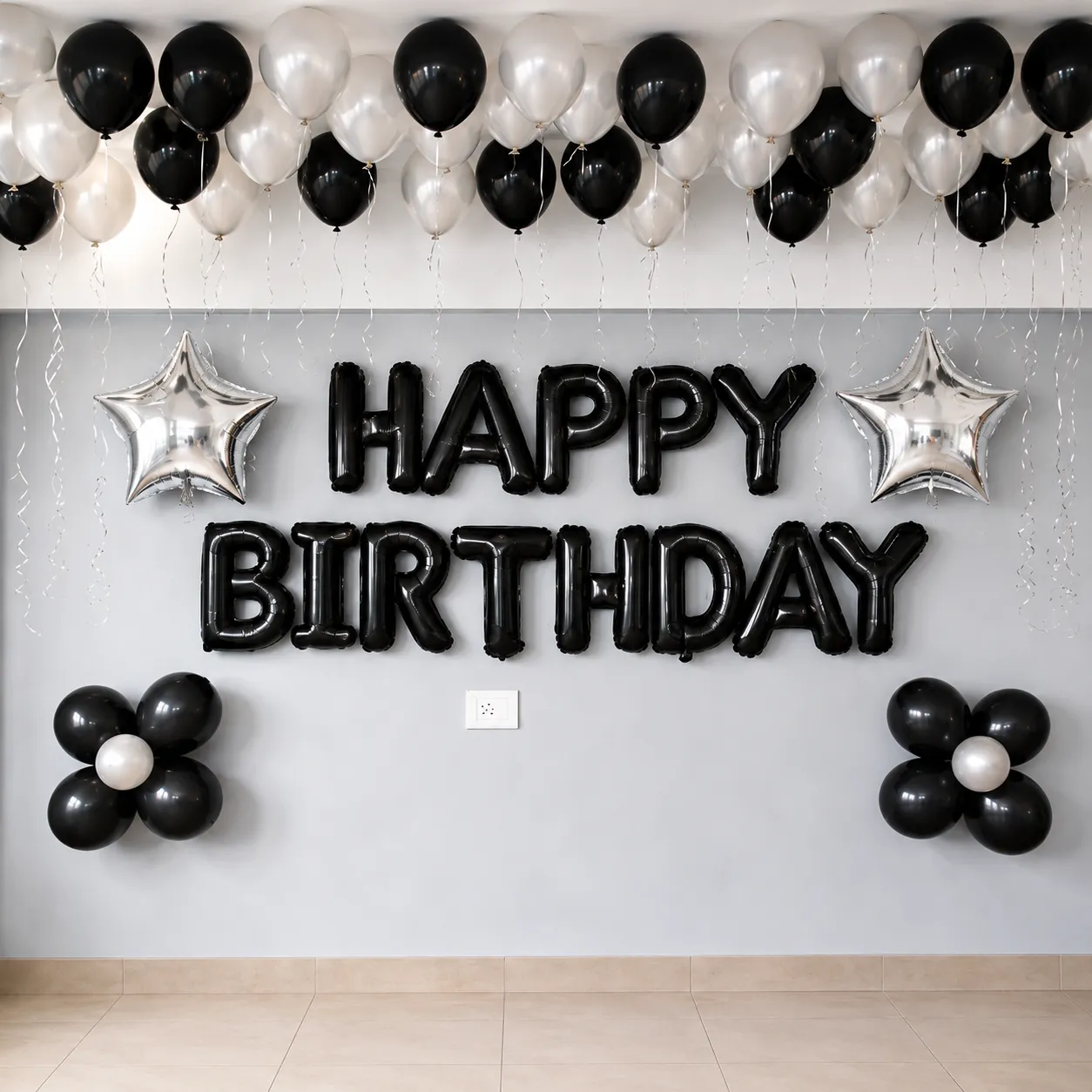 Black Spark Happy Birthday Decoration