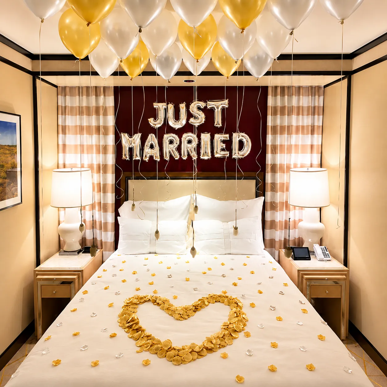 Just Married Golden Elegance First Night Decoration