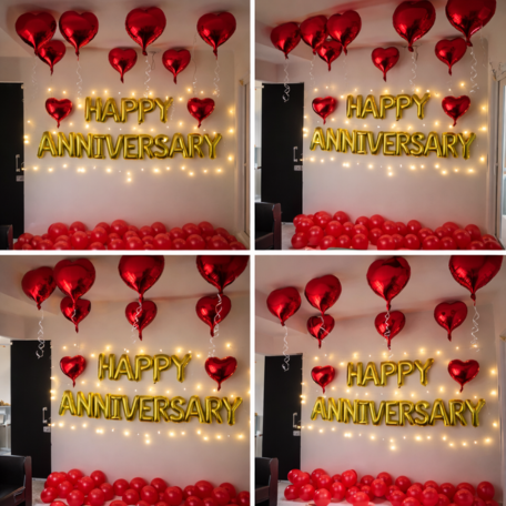Golden Hearts Ceiling Romance Anniversary Decoration