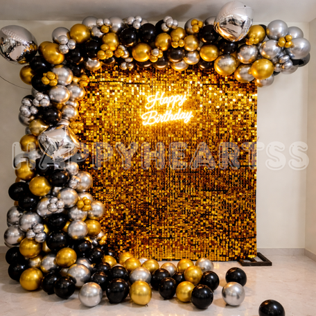 Golden Sequin Neon Birthday