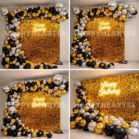 Golden Sequin Neon Birthday