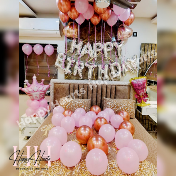 HAPPY BIRTHDAY PINK THEME BALLOON DECORATION