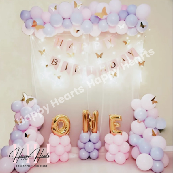 FIRST BIRTHDAY BUTTERFLY THEME BALLOON DECORATION