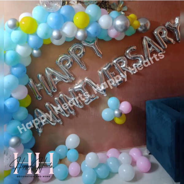 HAPPY ANNIVERSARY MULTI COLOUR THEME BALLOON DECORATION