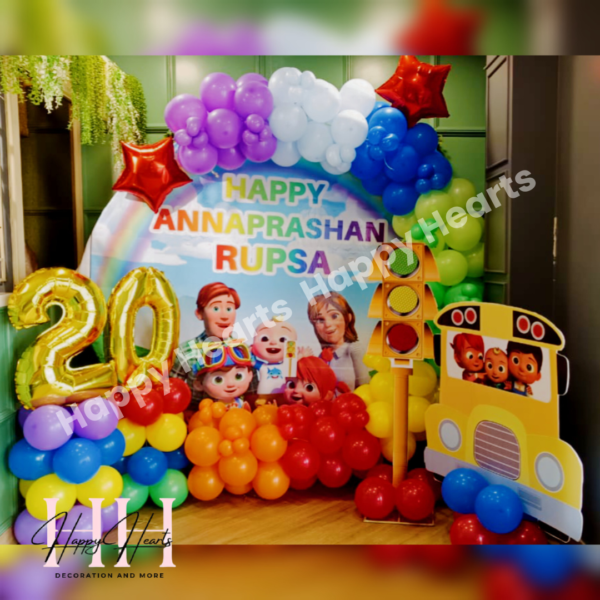 HAPPY BIRTHDAY COCOMELON THEME BALLOON DECORATION
