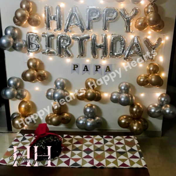 HAPPY BIRTHDAY GOLDEN SILVER THEME DECORATION