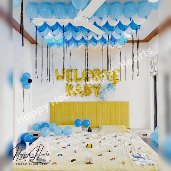 WELCOME BABY BLUE THEME BALLOON DECORATION