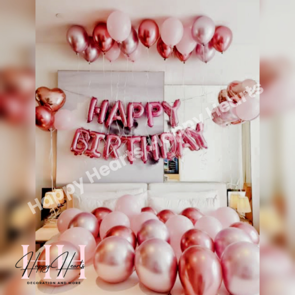 HAPPY BIRTHDAY PINK THEME BALLOON DECORATION