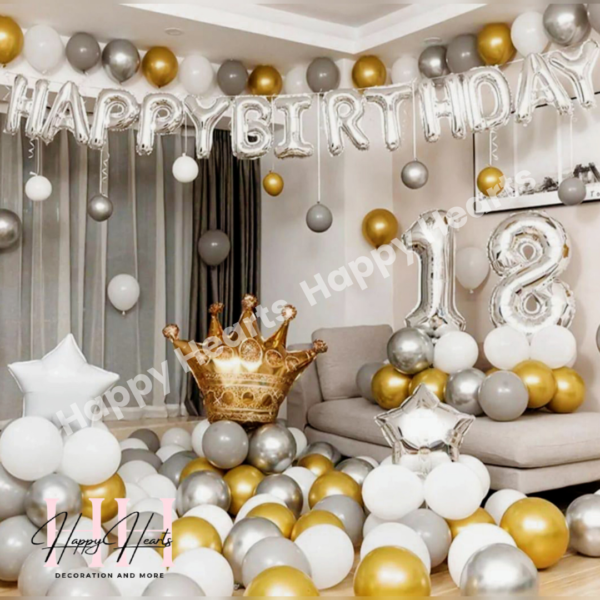 SILVER GOLDEN THEME BIRTHDAY DECORATION