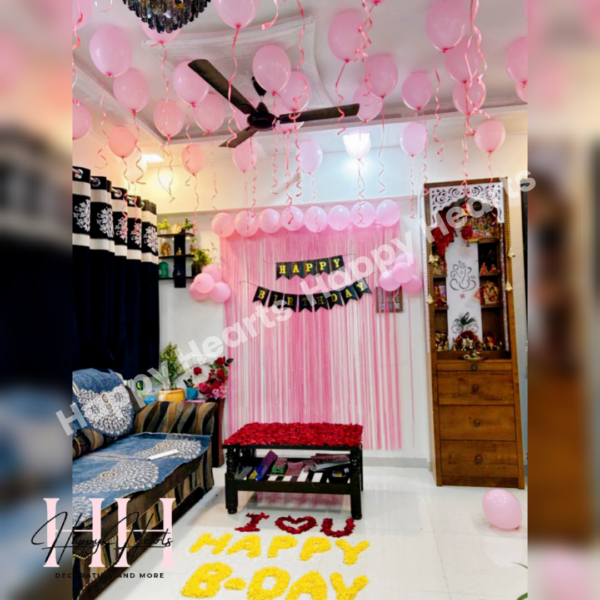 HAPPY BIRTHDAY PINK THEME BALLOON DECORATION