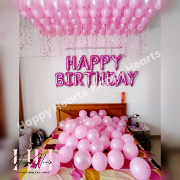 HAPPY BIRTHDAY PINK THEME BALLOON DECORATION