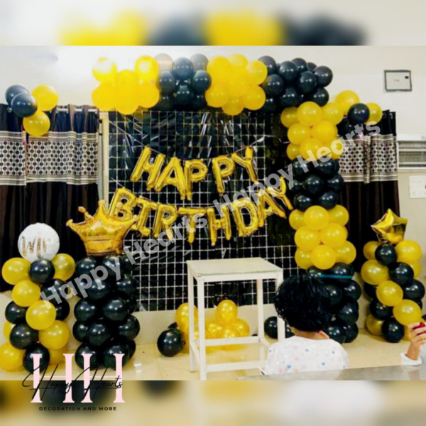 HAPPY BIRTHDAY BLACK GOLDEN THEME BALLOON DECORATION
