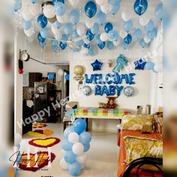 WELCOME BABY BOY BALLOON DECORATION
