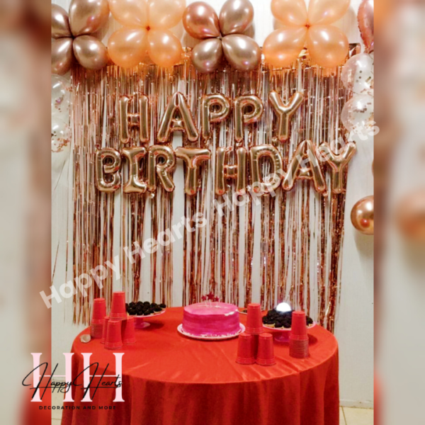 HAPPY BIRTHDAY ROSEGOLD THEME BALLOON DECORATION