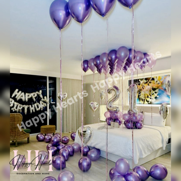 HAPPY BIRTHDAY PURPLE THEME BALLOON DECORATION