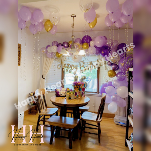 HAPPY BIRTHDAY PURPLE THEME BALLOON DECORATION